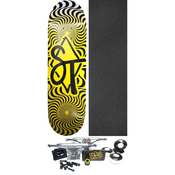Sandlot Times Skateboards Psych'D Yellow / Black Skateboard Deck - 8" x 31.87" - Complete Skateboard Bundle
